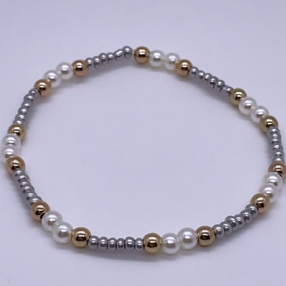 NWT Wool + Pepper Co. S&G Beaded Bracelet - Picture 3 of 4